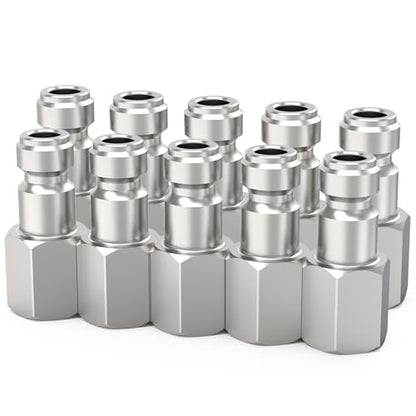 ChillWaves Automotive T-Style Air Plug, 1/4" NPT Female Pneumatic Plugs, Air Compressor Accessories Fittings(10-PACK) - size: 1/4" FNPT(1/4" Body)
