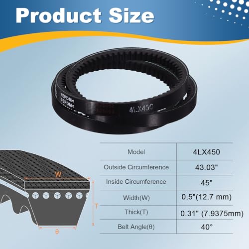 uxcell 4L450 Rubber V-Belt 45" Outer Circ x 0.5" Width x 0.31" Thick - size: 4LX450