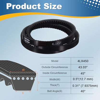 uxcell 4L450 Rubber V-Belt 45" Outer Circ x 0.5" Width x 0.31" Thick - size: 4LX450