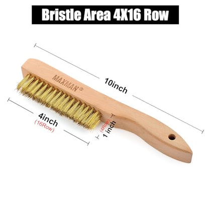 MAXMAN Brass Brush 10", 2Pcs Soft Brass Bristle Brush, Rust/Weld Cleaner - style: 2Pcs Soft Brass Bristle Brushes