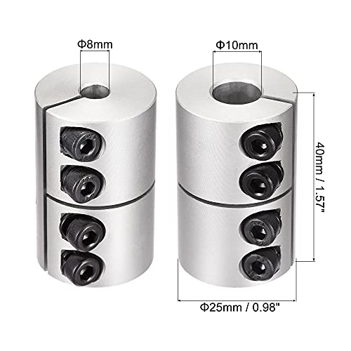 uxcell 2pcs 8mm to 10mm Shaft Coupling 25mmx40mm Coupler Aluminum Alloy Joint Motor for 3D Printer CNC Machine DIY Encoder - size: 10mm x 8mm