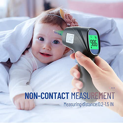Forehead Thermometer for Adults and Kids, Non Contact, 1s Result (Black) - color: Black