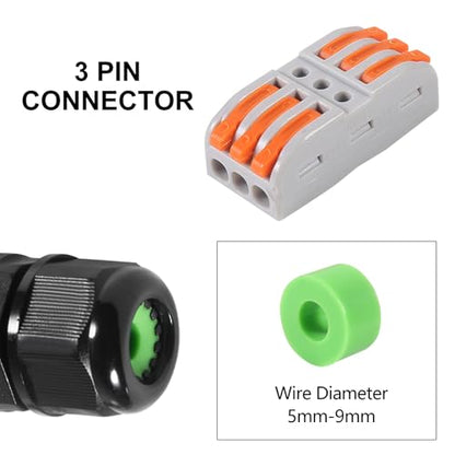 2PCS 3 Way Junction Box, M25 Y Shape Outdoor IP68 Waterproof 3Pin Electrical Cable Connector Suitable for Repair and Extend Power Cables - color: 2PCS 3Pin M25 Y-Shape