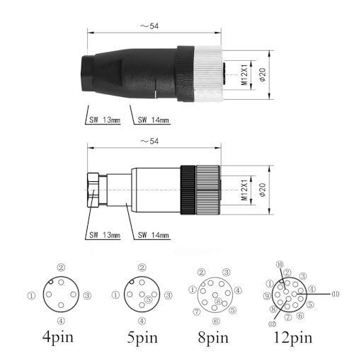 M12 8 Pin Straight Male & Female Panel Mount Aviation Connector, Waterproof Industrial Circular Connector, Outdoor IP67 Rated Wire Connector for Reliable Electrical Connections, 2-Pack - color: Straight, size: 8 Pin
