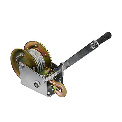 1200LB Hand Winch with 26ft Cable, Gear Crank Manual Winch for Boat Trailer, ATV, and RV, Drop Forged Steel Construction for Lifting, Pulling, and Loading Applications