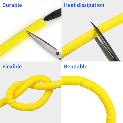 Split Wire Loom, 20ft Automotive Cable Protector Sleeve, Flexible Braided Cable Sleeves High Temperature Cable Management (Yellow, 3/16") - color: Yellow, size: 3/16"