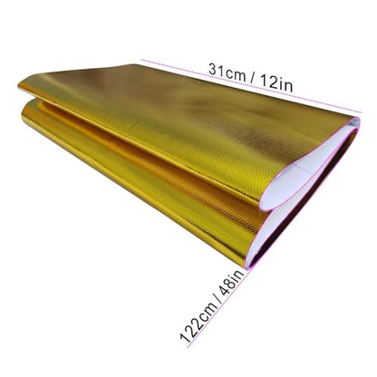 Gold Adhesive Backed Heat Shield Material Heat Shield Mat Automotive Heat Shield Heat Shield Wrap,Fiberglass Thermal Insulation (12'' X 48'') - color: Gold, size: 12'' X 48’'