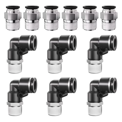 1/4 Push to Connect Fittings npt Thread to 1/4 Air Line quick - size: 1/4"OD x 1/4"NPT