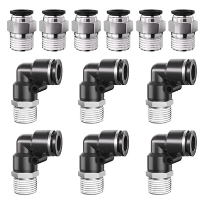1/4 Push to Connect Fittings npt Thread to 1/4 Air Line quick - size: 1/4"OD x 1/4"NPT