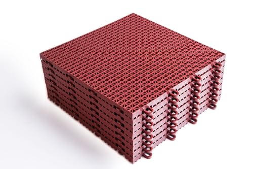 SnapLock DuraGrid 12"x12" Interlocking Deck Tiles, 40 Pack, Brick Red - color: Brick Red, size: 40 Pack
