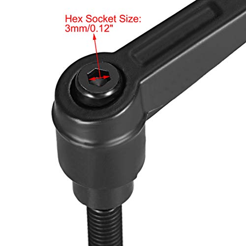 uxcell M6 x 50mm Handle Adjustable Clamping Lever Thread Push Button Ratchet Male Threaded Stud Knobs Locking Rotating Screw Handles Quick Release Bolt Black 3pcs - size: M6x50mm