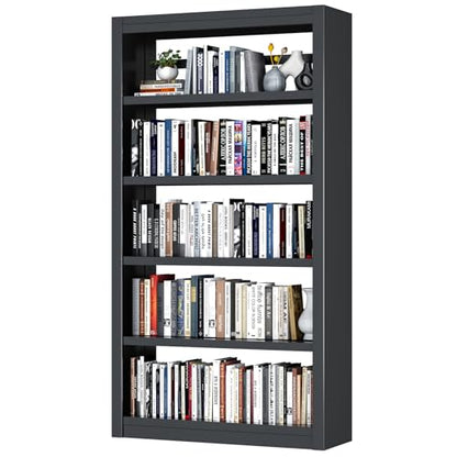 Bookshelf,6-Tier Adjustable Steel Bookshelf,69" H Heavy Duty Metal Bookcase for Home/Office/Garage,Black Shelf (Black, 69" Tall) - color: Black, size: 69"H*31.5"W