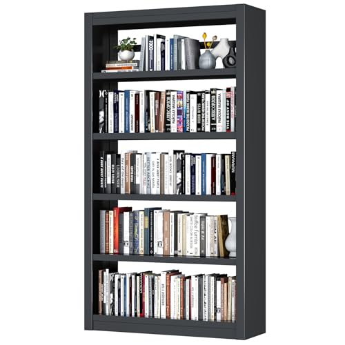 Bookshelf,6-Tier Adjustable Steel Bookshelf,69" H Heavy Duty Metal Bookcase for Home/Office/Garage,Black Shelf (Black, 69" Tall) - color: Black, size: 69"H*31.5"W