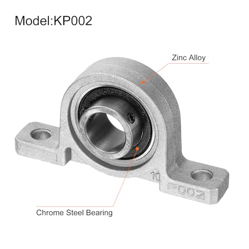 uxcell 4pcs KP002 Pillow Block Bearings 15mm Bore Bearing Units Zinc Alloy Flange Mounted Bearing Housing, P6(ABEC3) - size: KP002