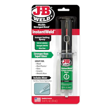 J-B Weld InstantWeld - Clear, 2 Minute Set Epoxy Adhesive, Static Mixer No Mess Application - 14ml - size: 14ml
