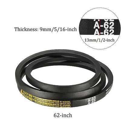 A-62 Drive V-Belt - [62-inch Inside Circumference] A-Section Rubber Drive Belt Wrapped for Transmission Use - size: A-62
