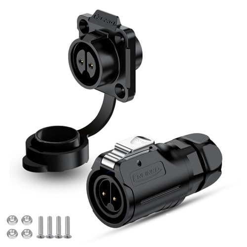 CNLINKO LP-16 IP68 Industrial Waterproof Connector Quick Plug Circular Connector PBT Plastic Shell Aviation Connector M16 2-9 Pin Flange Socket (2 Pin) - size: 2 Pin, style: 4-Hole Set/Plug without Cable