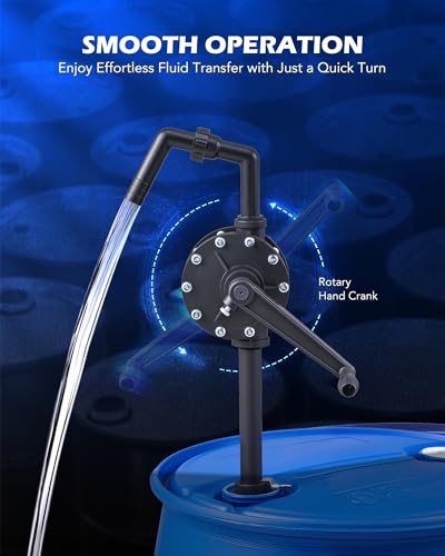 OMT 55 Gallon Drum Pump, Hand Water Pump Fits 5 to 55 Gallon Drums - color: Black Rotary Action Reinforced Pp Pump