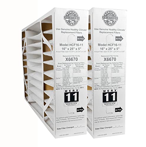 Lennox X6670 - (2-Pack) Healthy Climate 16" x 25" x 5" OEM HCF16-11 Air Filter, MERV 11