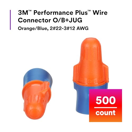 3M Performance Plus Wire Connector, O/B+JUG, 22-12 AWG, Jug of 500 - size: Jug of 500