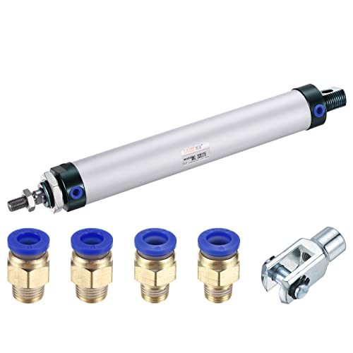 MECCANIXITY Pneumatic Air Cylinder Double Action MAL32X175 32mm Bore 175mm Stroke with Y Connector and 4Pcs Quick Fitting Set - size: 32X175 mm
