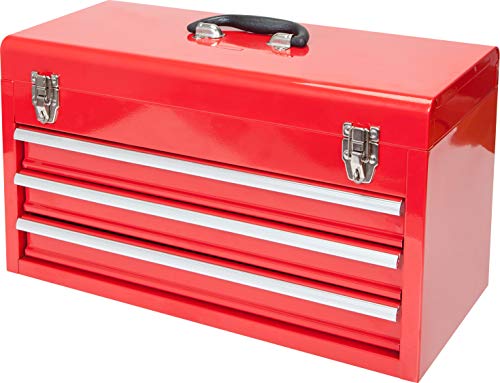 BIG RED Metal Tool Box, 20.5-inch, Portable Metal Tool Box with 3 Drawers - color: Red, size: 20.5 in