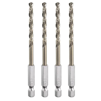 HARFINGTON 4pcs M35 High Speed Steel Cobalt Twist Drill Bit 4.5mm/0.04" Dia with Quick Change 1/4" Hex Shank Jobber Drill Bit for Metal, Steel, Copper, Aluminum, Zinc Alloy - size: 4.5mm