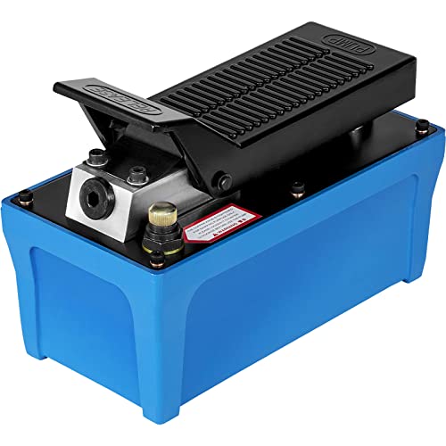 Mophorn Air Hydraulic Pump 10000 PSI Air Over Hydraulic Pump 1/2 Gal Reservoir Air Treadle Foot Actuated Hydraulic Pump 3/8" NPT with 6.56 ft Hose 2 Connector Single Acting for Car Repair (Blue)