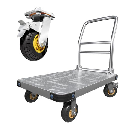 Lomive Heavy Duty Platform Truck Flat Moving Cart Hand Trucks, 1500Lbs Steel Push Cart Dolly, 30 x 19in Large Flatbed with 4'' 360 Degree Swivel Wheels for Easy Storage - size: 30" L X 19" W