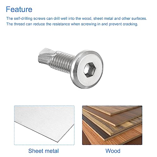 uxcell 100pcs Hex Socket Self Tapping Screws 1/4 x 1, 410 SS, Silver - color: Silver, size: 1/4 x 1"