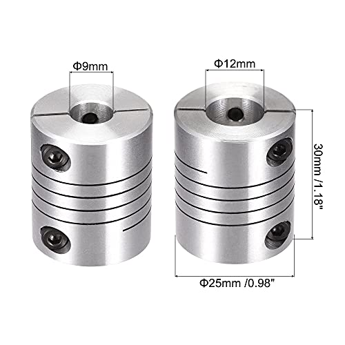 uxcell Motor Shaft 9mm to 12mm Helical Beam Coupler Coupling 25mm Dia 30mm Length - size: 9mm to 12mm