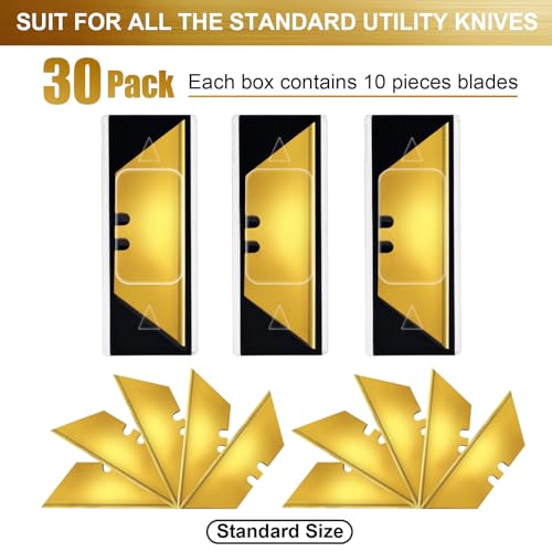 Vickay 30 Pack Box Cutter Blades, SK2 Utility Knife Blades, Razor Blades - color: Gold, size: 30 Pack