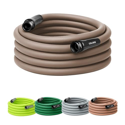 Flexzilla Colors Garden Hose 5/8 in. x 50 ft., Lightweight All-Weather Water Hose, Durable and Flexible, Leak-Free Connections, Brown Mulch - color: Brown Mulch, size: 50ft, style: Standard Grip