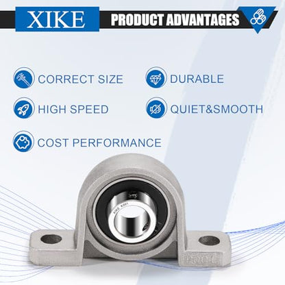 XIKE 4 Pcs KP001 Mounted Pillow Block Bearings Bore 12mm/0.47inch. - size: KP001 Bore 12 mm