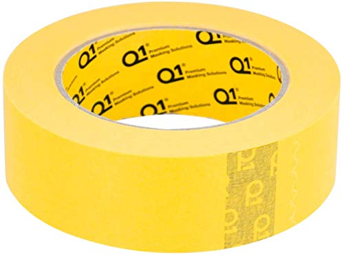 Q1 - 1-1/2 inch (36mm X 50m) Premium High Performance Automotive Yellow Masking Tape - High Temperature - 1-Roll - color: 1-Roll, size: 1-1/2 Inch