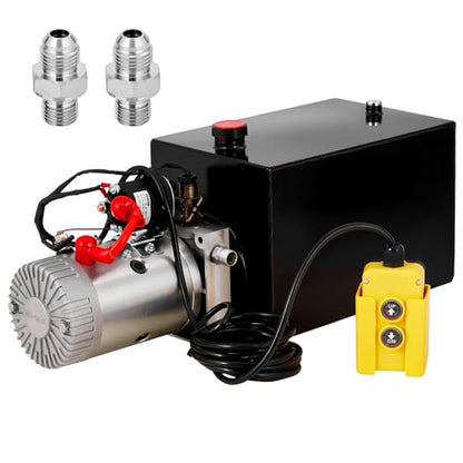 Hydraulic Power Unit 12 Quart Hydraulic Pump 12V Dump Trailer Pump Single Acting Hydraulic Power Pack 3200 PSI Electric Hydraulic Pump with Steel Reservoir for Car Lift