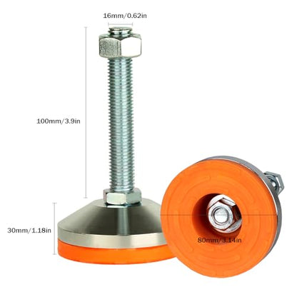 Heavy Duty Leveling feet,M16Thread,2600 lb Capacity,4Pcs - size: D3.15in x M16 x H3.94in