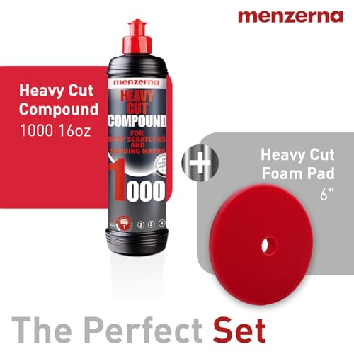 menzerna Deep Scratch Remover Kit I Car polishing Set - color: Heavy Cut 1000 (16oz) + Pad