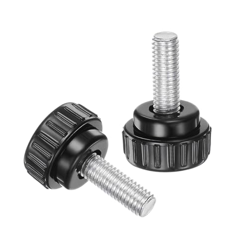 uxcell 4pcs Knurled Clamping Knobs M8 x 20mm Metric Zinc Plated Carbon Steel Male Thread Thumb Screw on Type 30mm Plastic Round Head Threaded Hand Bolt Stud Knobs Black - size: M8 x 20mm x 30mm
