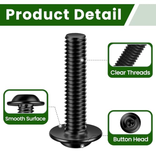 Mellewell M6-1.0 x 40mm Flanged Button Head Socket Cap Screw Bolts, Allen Socket Drive, Stainless Steel 304, Black Finish, Quantity 25 - color: Black, size: M6-1.0 x 40mm