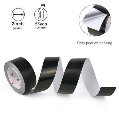 BOMEI PACK Black Aluminum Tape, 2 Inch x 165 Feet, Black Foil Tape for HVAC, Air Ducts, Pipe, Metal Repair, Waterproof - size: 2 Inch