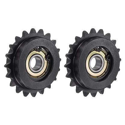 uxcell #25 Chain Idler Sprocket, 8mm Bore 1/4" Pitch 19 Tooth Sprocket Tensioner, C45 Carbon Steel 25 Roller Chain Sprocket with Bearing for ISO 04C Chain, 2Pcs - size: 42mmx8mm