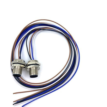 2Pcs M12 4 Pin A Code Male Connector Cable, IP67 Waterproof Back Mount Cable UnShielded Straight Aviation Socket Electrical Cable Sensor Receptacle 250V 4A (0.5Meter/1.64ft) - size: Male