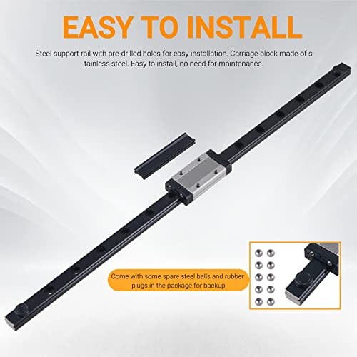 2pcs MGN12H Mini 300mm Linear Rail Guide Linear Sliding Guideway with 2pcs MGN12H Carriage Block for 3D Printer and CNC Machine - size: 300mm, style: MGN12H*2(Black)