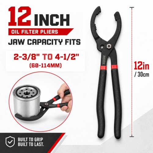 2-Piece Oil Filter Wrench Set, Oil Filter Removal Tool - color: 2-piece Set（12" Pliers + 3-jaw Tool）