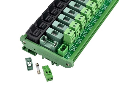 AC Power Distribution Module, Rocker Switch, Fused, Pluggable Top Wiring Terminal Block, DIN Rail and Screw Mount (16 Channel) - style: 16 Channel
