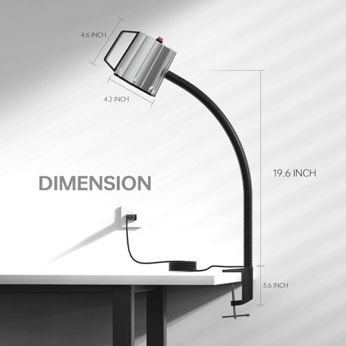 Clamp Light, 18W Machine Light, 1800 Lumens Flexible Lathe Work Light for CNC Milling Machine Drill Press Lighting (clamp Base) - size: 18w clamp light