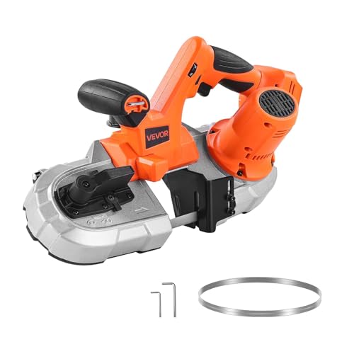 VEVOR 20V Portable Band Saw, 2.56-Inch Deep Cut, 360W Cordless Compact Bandsaw with Brushless Motor, Adjustable Speed, for Cutting Metal, Wood, Compatible with Makita Batteries (Bare Tool Only) - style: 2.56inch Bare Tool only