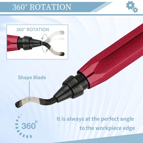 Deburring Tool with 12 HSS Blades for Metal Resin PVC 3D Print - color: Red