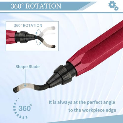 Deburring Tool with 12 HSS Blades for Metal Resin PVC 3D Print - color: Red